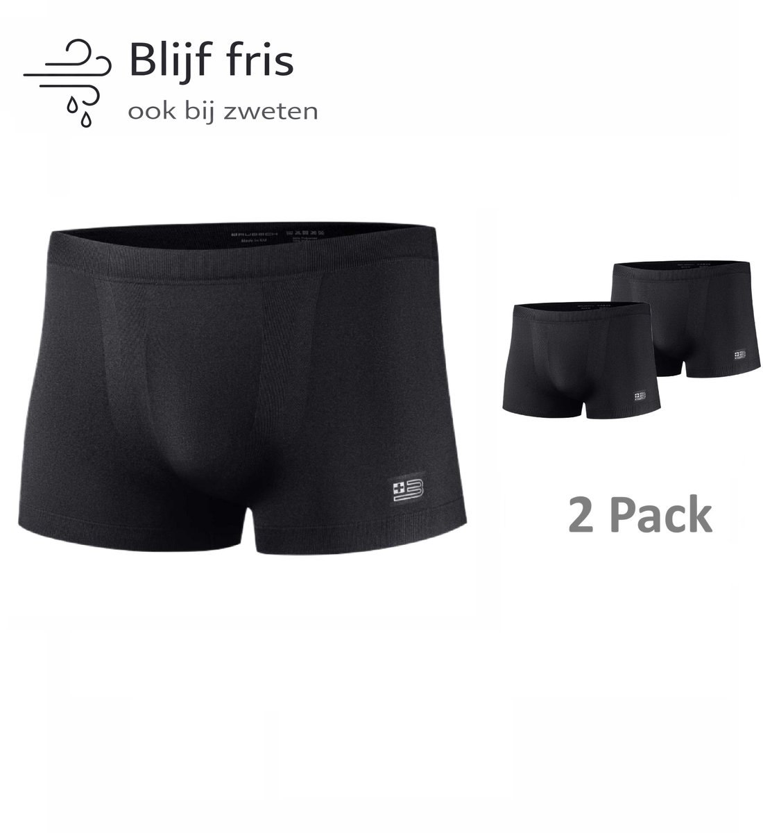 Brubeck B-LIGHT Heren Sportondergoed 2-Pack – Naadloze Boxershort – Hardlopen, Wandelen en Reizen