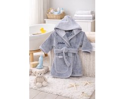 Baby badjas badstof Grijs 1 stuk - kraamcadeau voor jongen en meisje - Hawsaz.nl cadeau - gepersonaliseerd met naam - Kraamcadeaus - Badjas - Baby handoek - Badjas met naam - Geboortecadeau - Gepersonaliseerd - Baby cadeau met naam - Babygeschenk