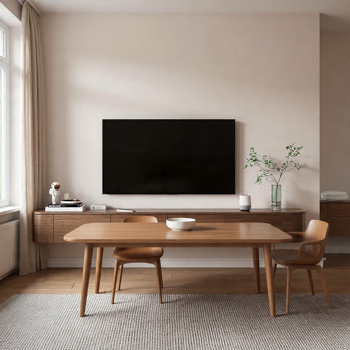 Wand TV Meubel 160 cm – Zwevend TV Meubel met LED, Klepdeuren & Zijdeur, Moderne TV Kast met Opbergruimte voor Woonkamer en Slaapkamer – Bruin – Urbanhome