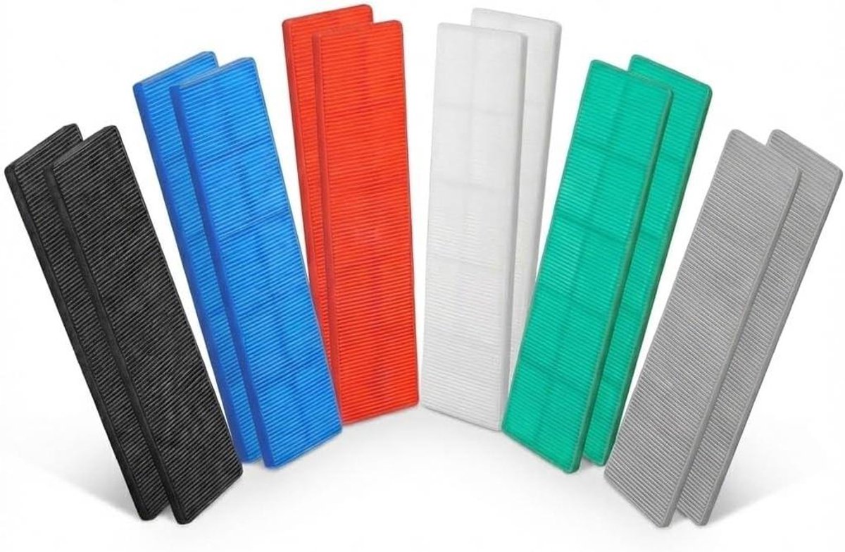 Kunststof Vullers - Spacers Shims - Nivelleren en Uitlijnen - Getextureerd Grip Ontwerp - 120 Stuks 1-6mm - Meerkleurig