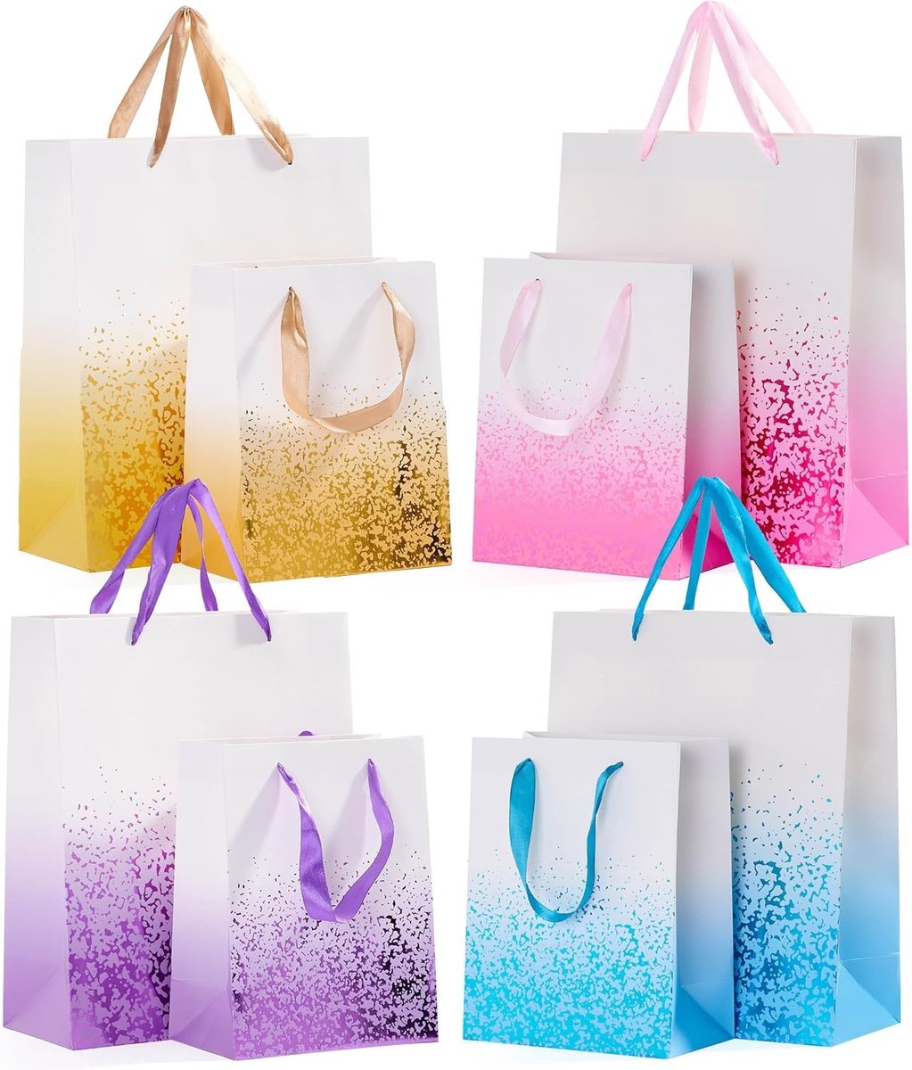 Kleurige cadeauzakken met linten voor kerst, verjaardagen en speciale gelegenheden - diverse kleuren en maten - 18cm x 23cm & 32cm x 26cm, feestelijke geschenkverpakkingen