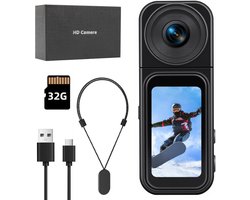 Mini Action Camera - 2.7K Sportcamera - WiFi Bodycam - Magnetische Draagbare Action Camera - HD sportcamera - Recorder - Videocamera - 180° Draaibare Lens - 1.47 Inch Touchscreen - 32GB - Geschikt voor Fiets,Motor, Huisdieren & Outdoor