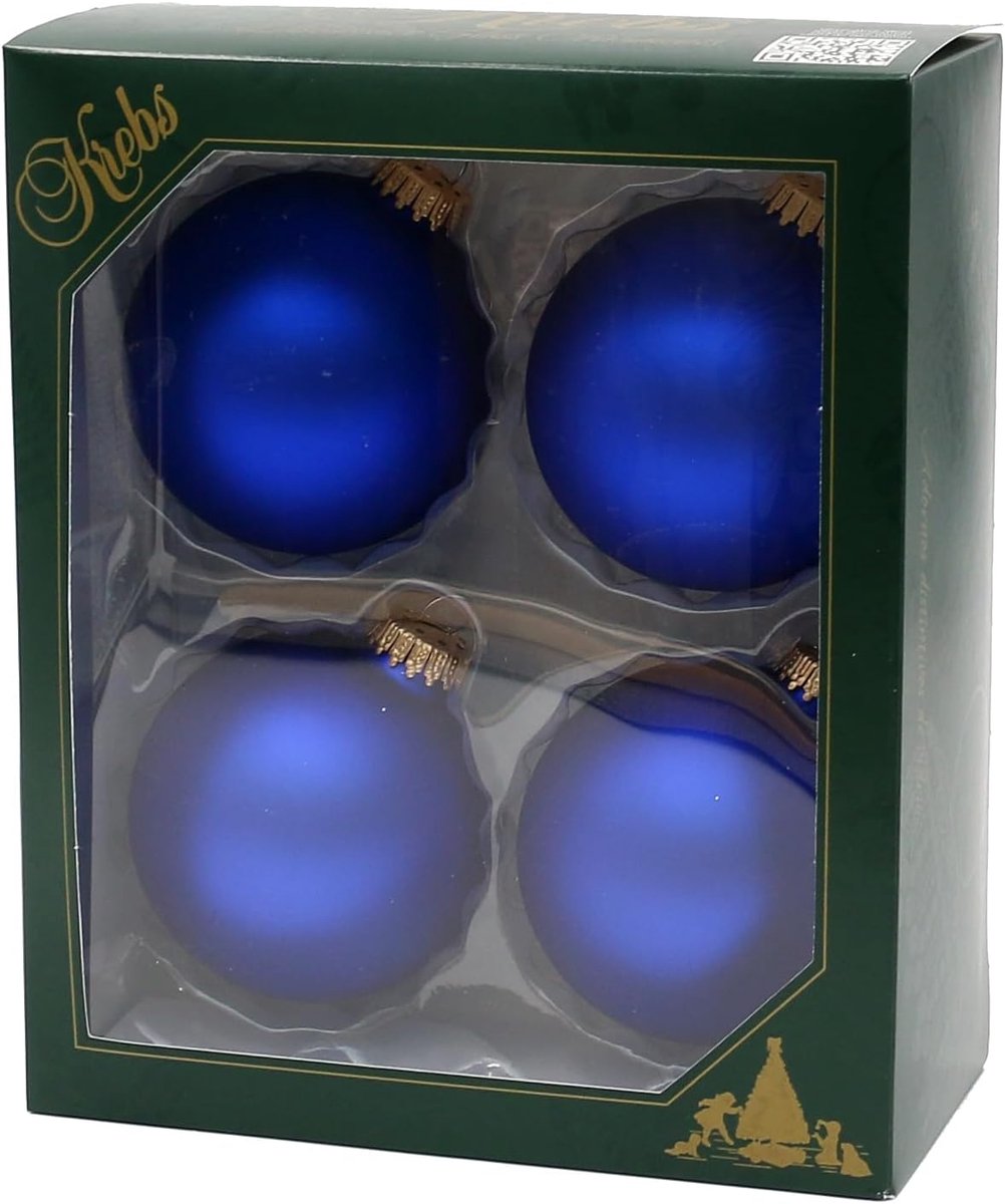 Kerstballen Set - Blauwe Ballen - Kerstboom Versieren - Mat Satijn Afwerking - 8 cm - Koningsblauw – foto 2