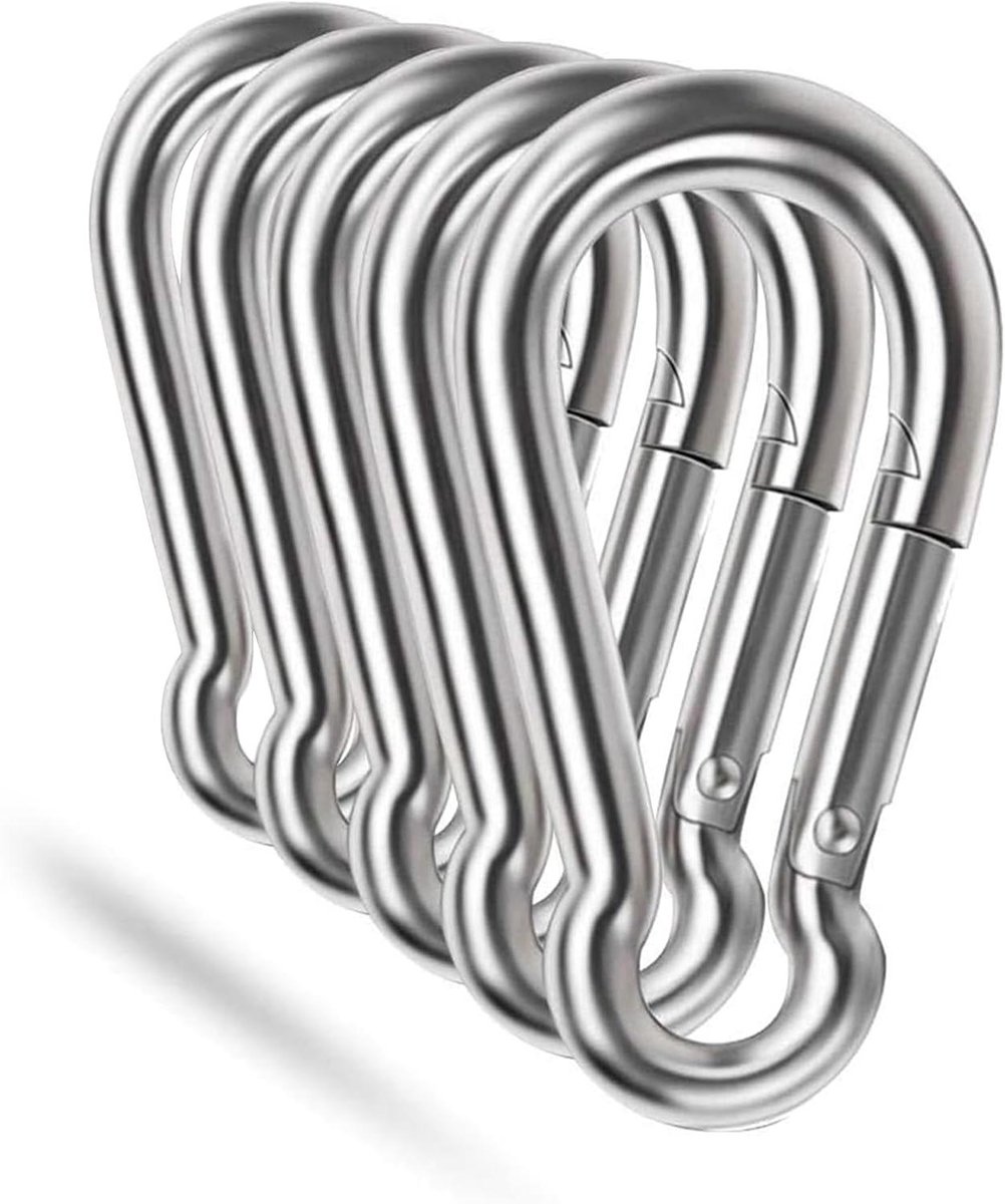 Roestvrijstalen Ketting Haken - Snelschakels Vergrendelbaar - Veilig Bevestigen - Corrosiebestendig 304 Staal - 5 Stuks 1/4 Inch - Zilverkleurig