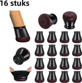Set van 16 - Stoelpootbeschermers - Siliconen rand - Geluidsdempend - Beschermers voor kruk- en tafelpoten - Tafel- en stoelpootbeschermers - Klein formaat - Zwart