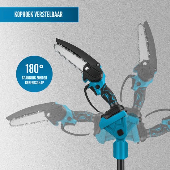 HEZIVO® Takkenschaar Telescopisch - 4-in-1 Snoeiset - Mini Kettingzaag - Takkenzaag - Accu Snoeischaar - Uitschuifbaar - Met 2 Accu's van Merkloos	 — afbeelding 3
