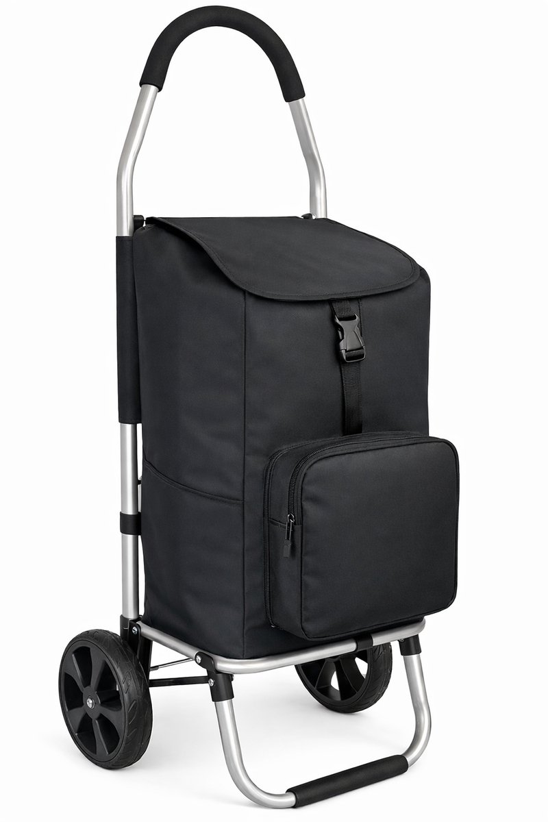 Bol.com Dreamble® | Luxe Boodschappentrolley | Boodschappenwagen | Zwart | Extra Hoog (103cm) en groot (50 Liter) | Koelvak met ... aanbieding