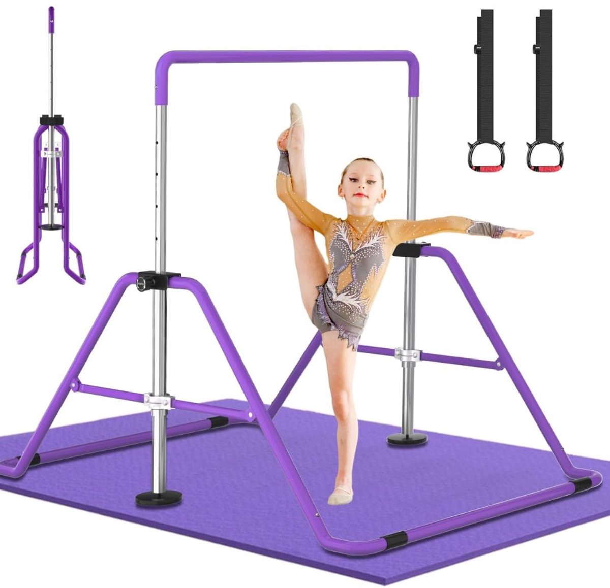 REN® Duikelrek - Rekstok - Turnrek - Verstelbare Hoogte - Veilig & Stevig - Viola - 104cm x 34cm x 18cm