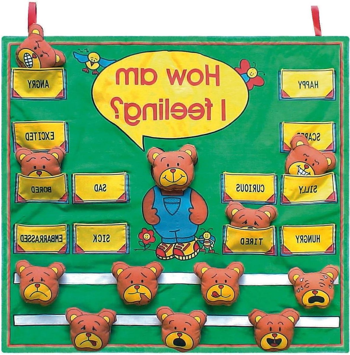 Gevoelens Wandkaart - Emotie Poster - Kinderen Leren Voelen - 12 Verwisselbare Expressies - 64 x 56 cm - Multicolor