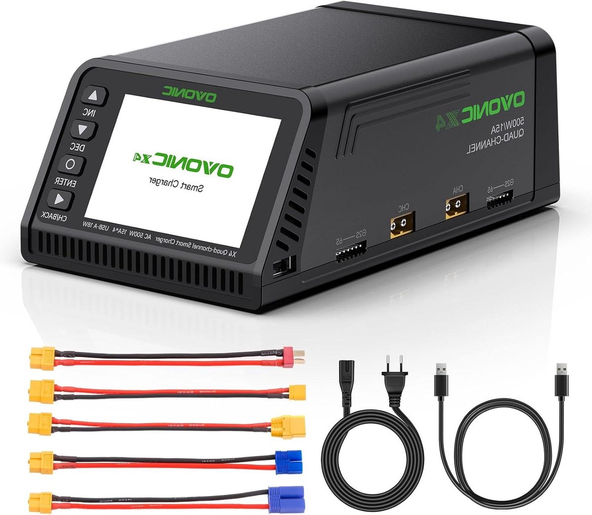 LiPo Batterij Oplader - Balancer Oplader - Batterijen Opladen - 4 Kanaals - 500W 15A - Zwart