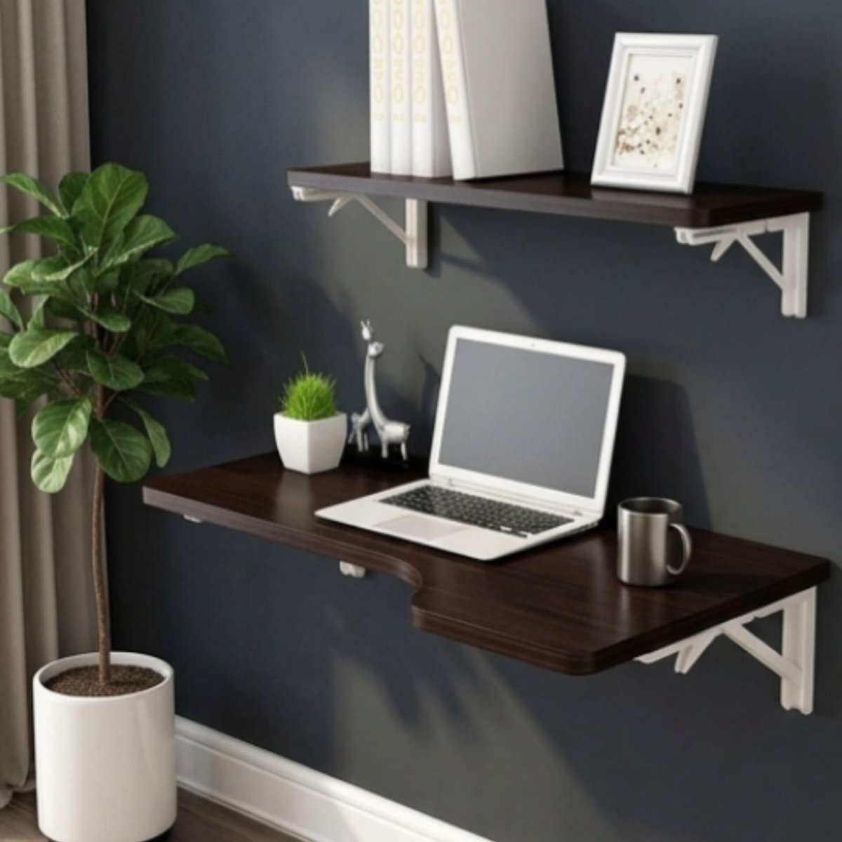 Wandbureau L-vorm 120x70 cm Zwart – Opklapbaar Hoekbureau met Drop-Leaf, Ruimtebesparend Computerbureau voor Thuiswerkplek en Eetruimte – Urbanhome
