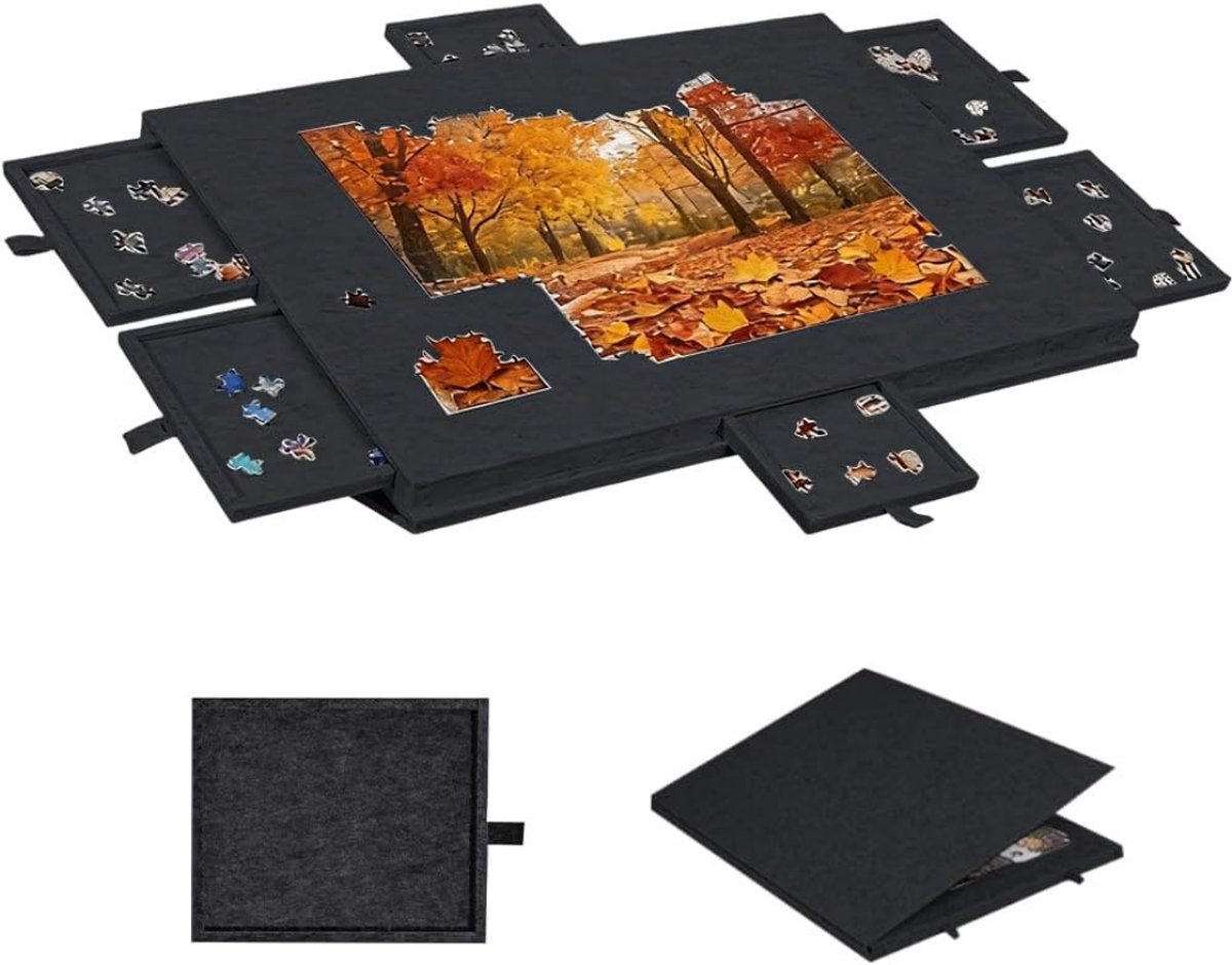 Core® Puzzeltafel - Puzzelbord - Puzzeltafel met Lades 1000 Stukjes - met 6 laden - zwart - 12cm x 5cm x 1 cm