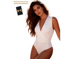 Body Dames – Elegante Witte Body – Luxe Kwaliteits Bodysuit – Sexy Festival Look – Clubwear – Verfijnde Witte Lingerie Top – Stretch & Shaping – Lingerie Body Erotisch – Sexy Body – Bodystocking – Statement Piece – Maat XS/S, M, L, XL