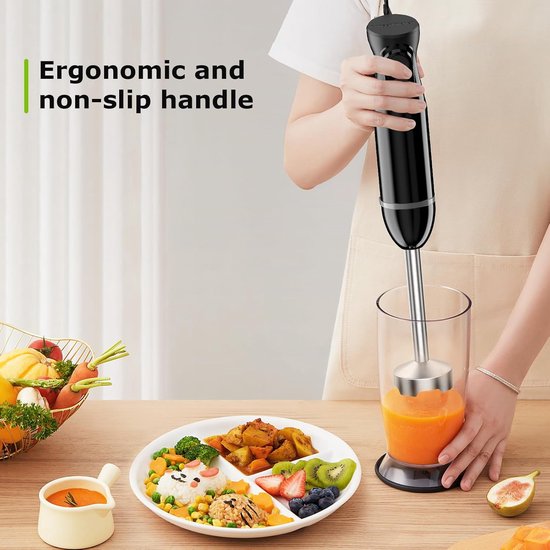 Staafmixer Elektrisch - Handmixer Keuken - Snel Ingrediënten Maken - 300 Watt Vermogen - 700 Milliliter Cup - Zwart — afbeelding 2