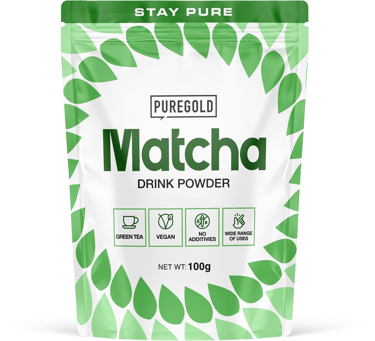 Pure Gold Matcha Poeder – 100g – 33 Porties – 100% Pure Matcha van Groene Thee – Vegan & Zonder Toevoegingen – Naturel