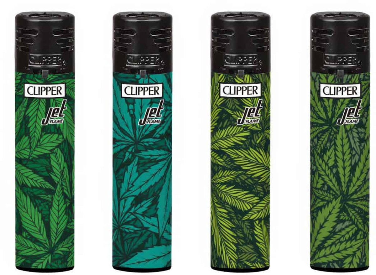 Clipper JetFlame CKJ11 Aanstekers "Printed Weed" (4 Stuks)