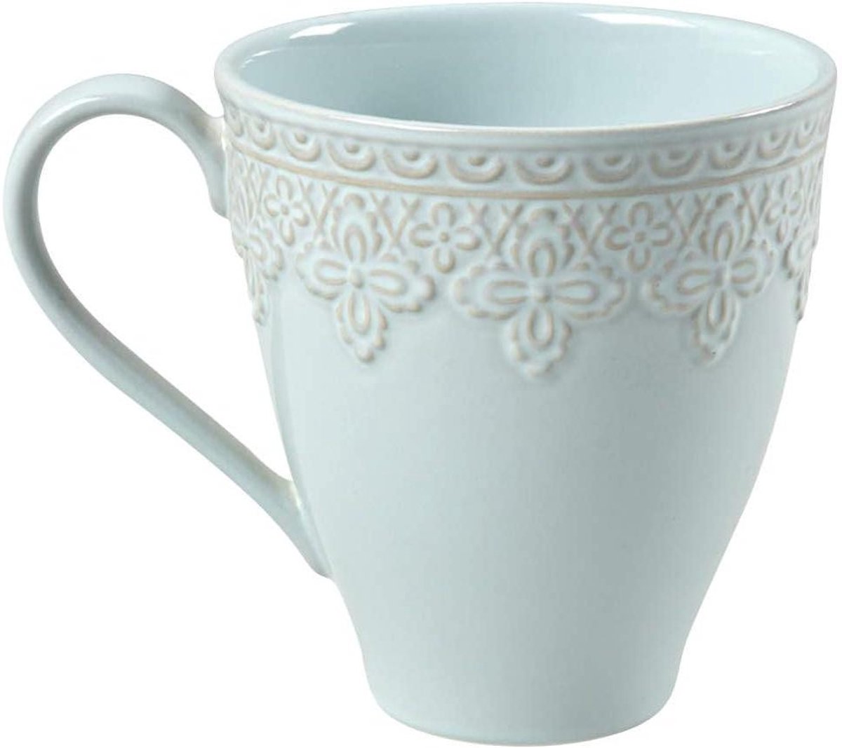 Mok - Kopje Mok - Koffie Drinken - Gres Materiaal - 13 Ounces - Blauw Wit