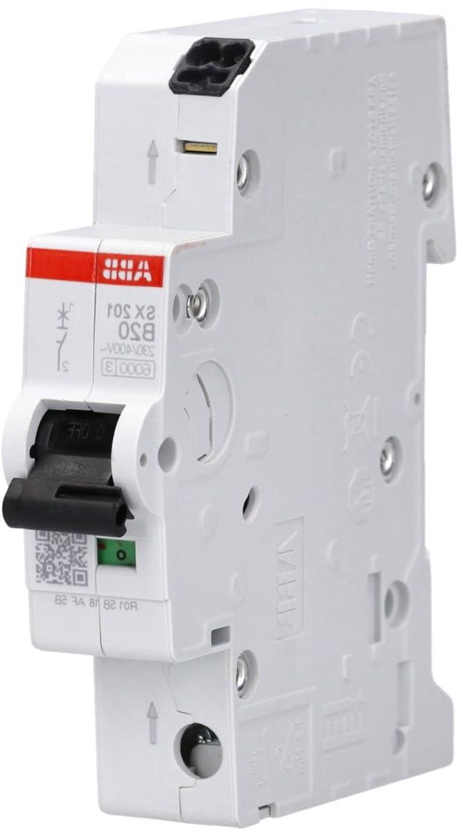 Automatische zekering - Stroomonderbreker automaat - Elektrische beveiliging - Flexline gesloten systeem - 20 Ampère 6kA - Grijs