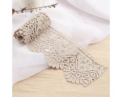 Vintage Kanten Lint van 10 cm Breed in Lichtgrijs voor Naaiwerk, Bruidsmode en Huisdecoratie