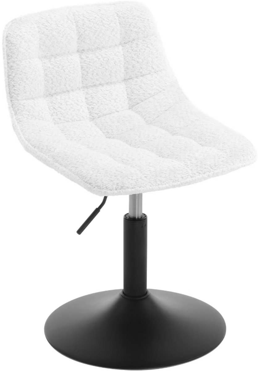 RosaBloom barkruk- Barstoel - Kruk - Met rugleuning - Draaibaar - In hoogte verstelbaar - 42x45x60,5-72cm - Chenille - Wit