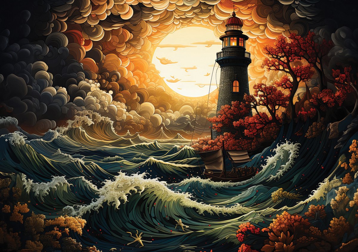 Art Puzzle puzzel Lighthouse in a Storm - 1500 stukjes kunst.
