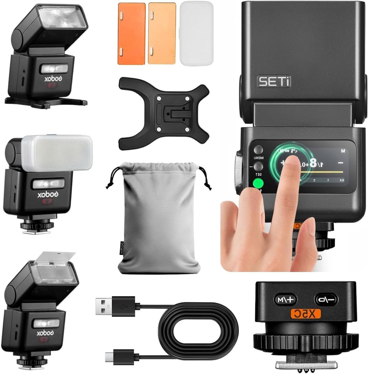 TTL Flitser met HSS en GN18 voor Canon Camera's - Snelle Oplaadtijd, LED Licht, Diffuser en Magnetische Filter