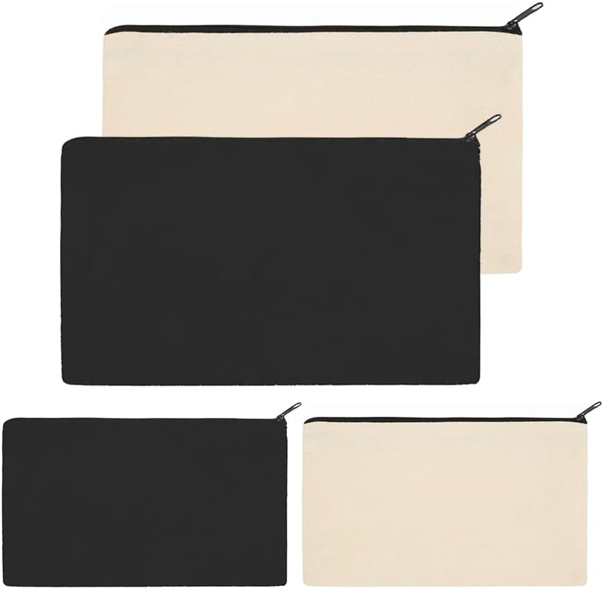 Multifunctionele Canvas Make-up Tassen Set van 4, Ideaal voor Reizen, School en Toilettas Opslag met Rits