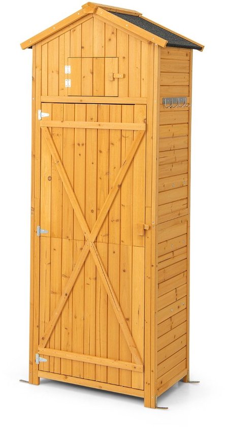 Tuinkast - Opbergkasten met deuren - Tuinhuis - Schuur - Voor buiten - Gereedschap - Naturel - Hout