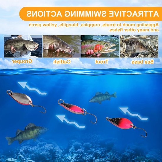Trout Spoon Set - 16pcs Trout Bait Lures - Spinner Flasher Set - Vissen met Bait Spoons - 3.5g/5g Fishing Accessories Set met Opbergtas voor Perch, Pike, Zander en Trout Fishing — afbeelding 4