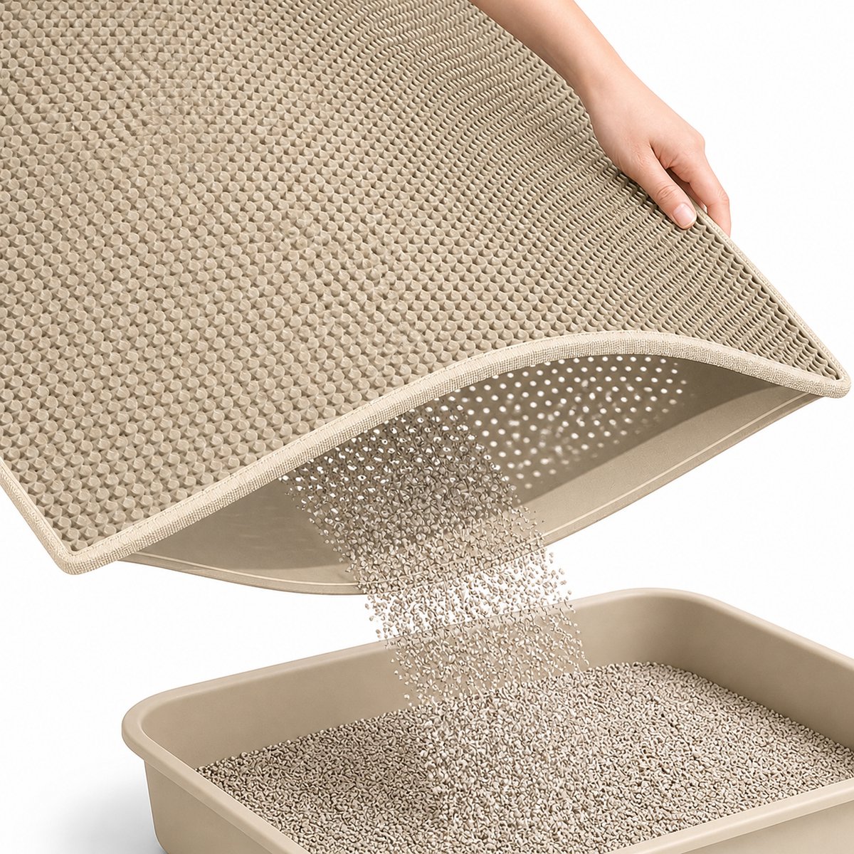 BOTC Kattenbakmat XL - Dubbellaags - 60x45 cm - Waterdicht - Urinebestendige opvangmat - 1 stuk - Beige van BOTC
