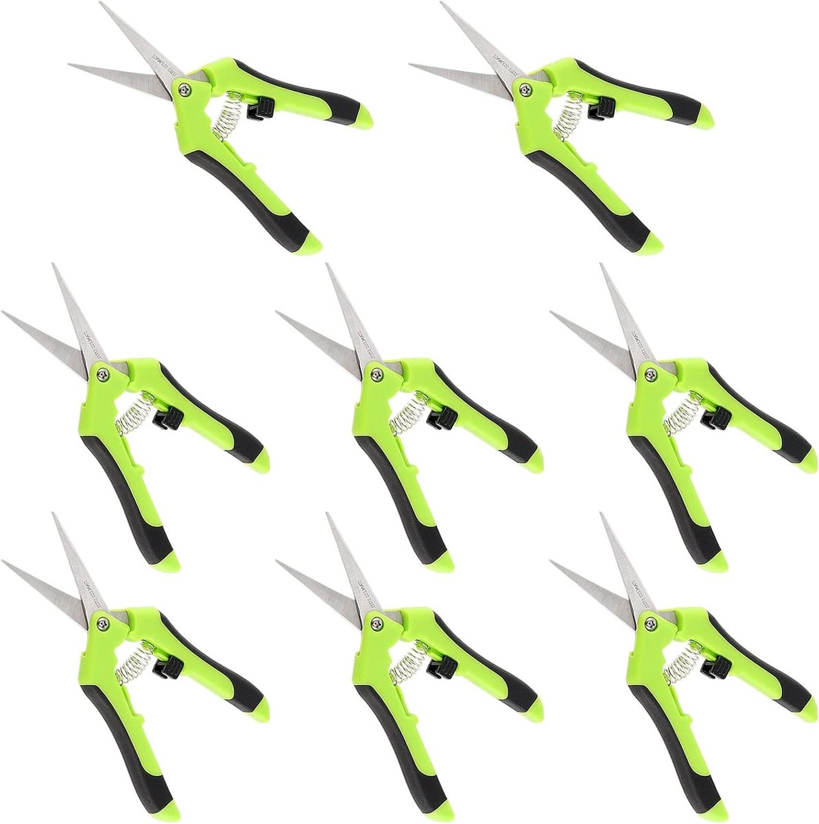 Set van 8 Stuks 6.5 Inch Groene Tuinschaar - RVS Snoeischaren met Rechte Punt en Microtip voor Tuin en Gazon