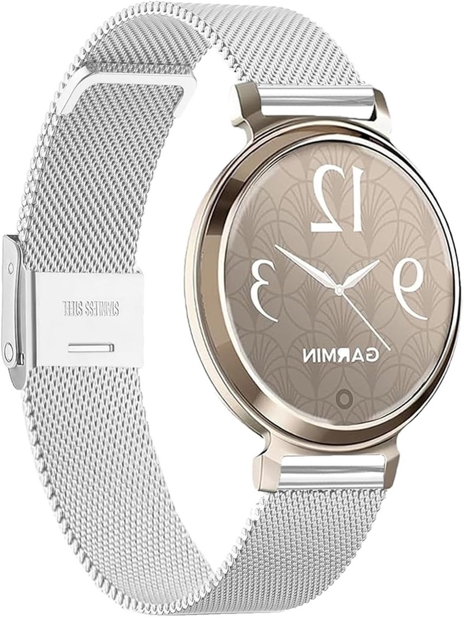 Roestvrijstalen Milanese mesh horlogeband 14 mm voor Garmin Lily 2, uniseks snelwisselband voor dameshorloge, comfortabele en stijlvolle vervangband.