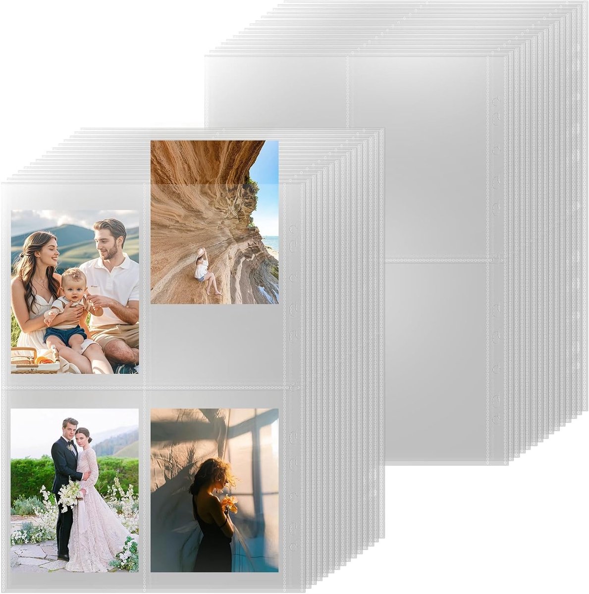 Set van 30 Transparante Fotohoezen A4 met 4 Compartimenten voor Foto's, Postkaarten en Documenten