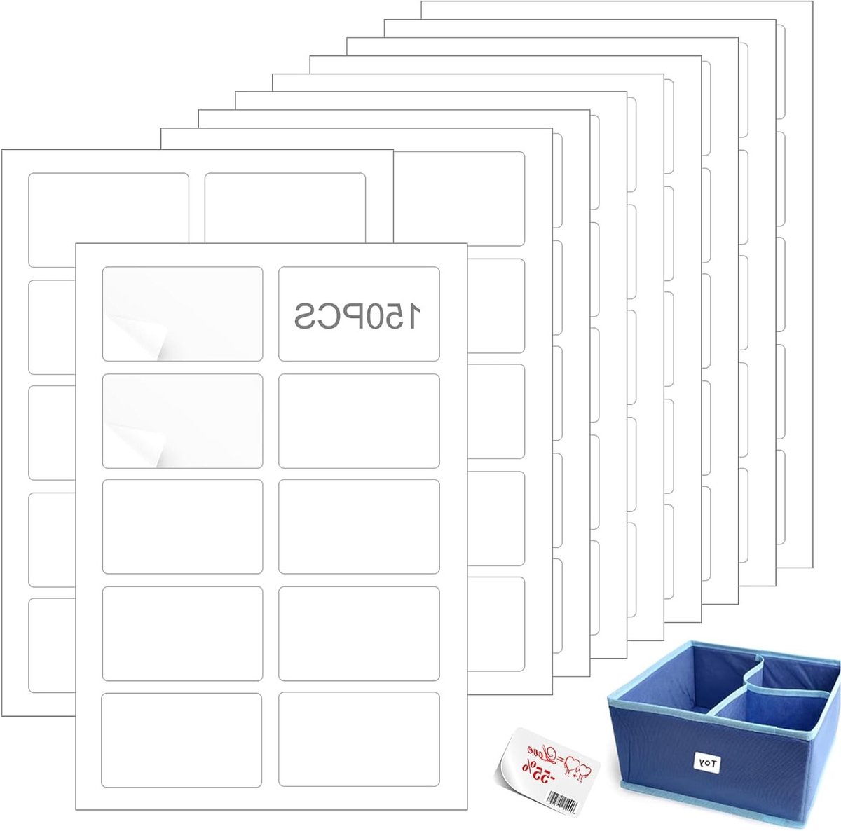 150 Weerbestendige Folielabels 80x50mm - Permanente Hechting voor Huishoudelijk Gebruik, Uniformen, Boeken, en Specerijflessen