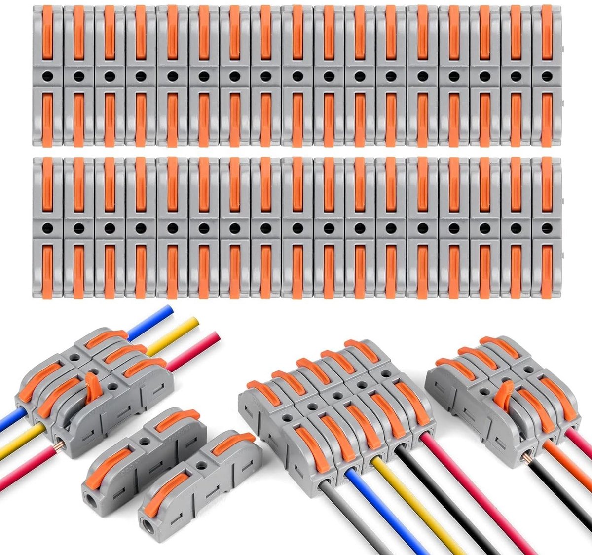 80 Stuks Snelle Dubbele Draadklemmen, 2-Pin Peelvrije Push Type Verbindingen voor 18-22AWG Draad, Ideaal voor Snelle Verbinding en Crimpbevestiging