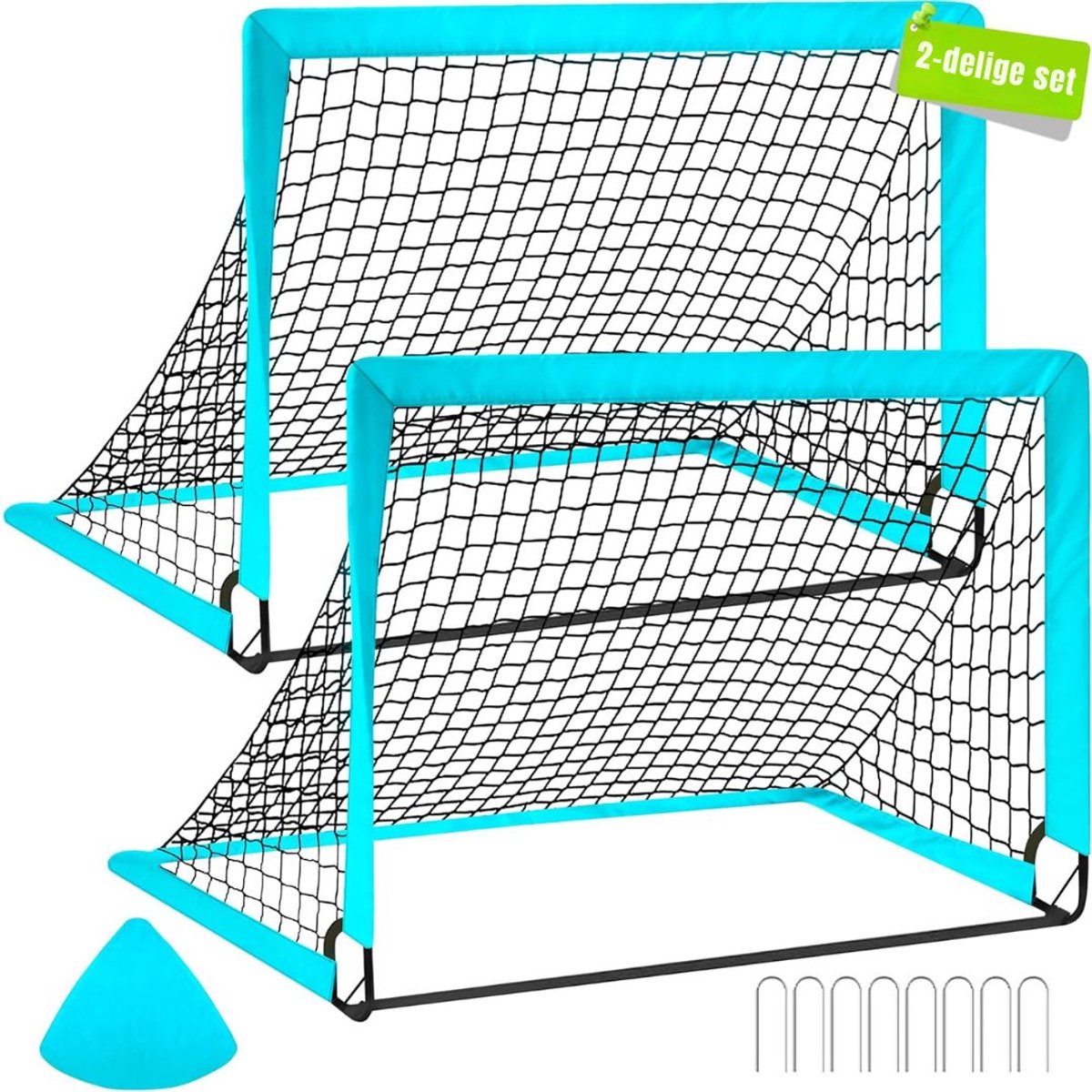 KAD® Voetbal - Voetbaldoelen - Voetbaldoeltjes Set Van 2 - Blauw - 80cm x 100cm x 80cm