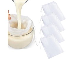 Set van 4 Herbruikbare Voedselnetten voor Plantaardige Melk, Kaasdoek en Filtratie - Ultra Dun en Wasbaar Mesh Filterdoek