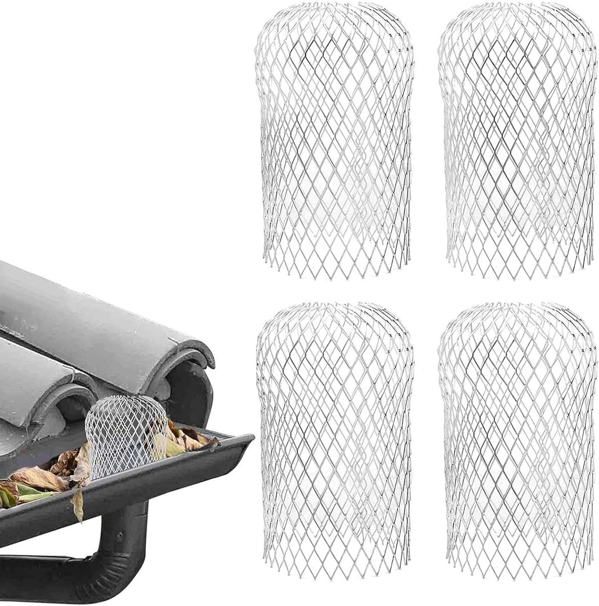 Aluminium Bladzeef Voor Dakgoten - 4 Stuks - Eenvoudige Installatie en Effectieve Bescherming