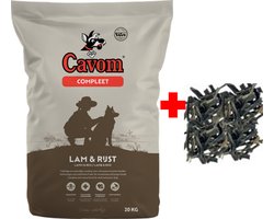 Cavom compleet Lam & Rijst - geperste brokken - 20kg - met natuurlijke gedroogde pens snack