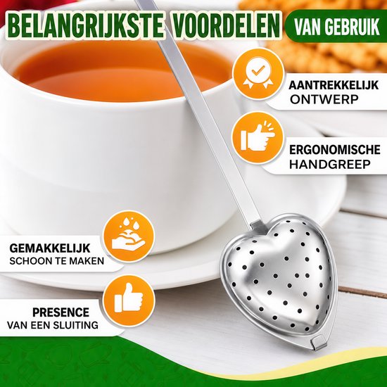 Set van 4 Stuks RVS Theefilters - Theezeef voor Losse Thee en Kruiden ...
