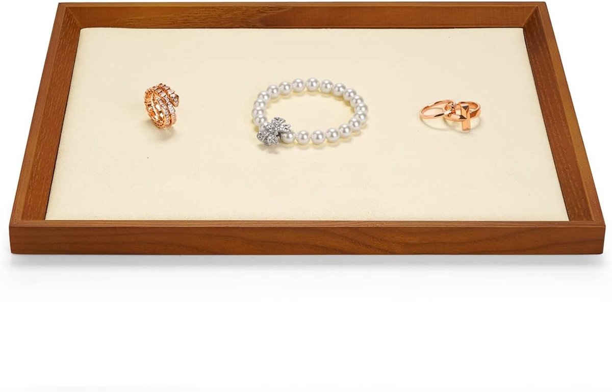 Solid Flat Jewelry Tray - Sieraden Organizer en Showcase Display Tray in 4 Stijlen (30 x 23.5 x 2.5 cm, Crème Wit) - Perfect voor Sieradenopslag en Presentatie