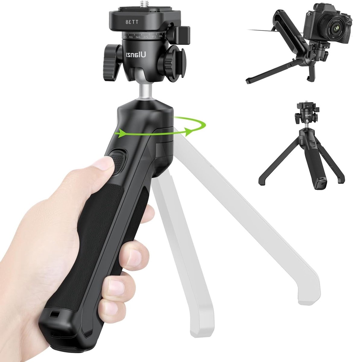 Mini statief - Compact statief - Reis fotografie - 3 kg belastbaarheid - 152 cm hoogte - zwart