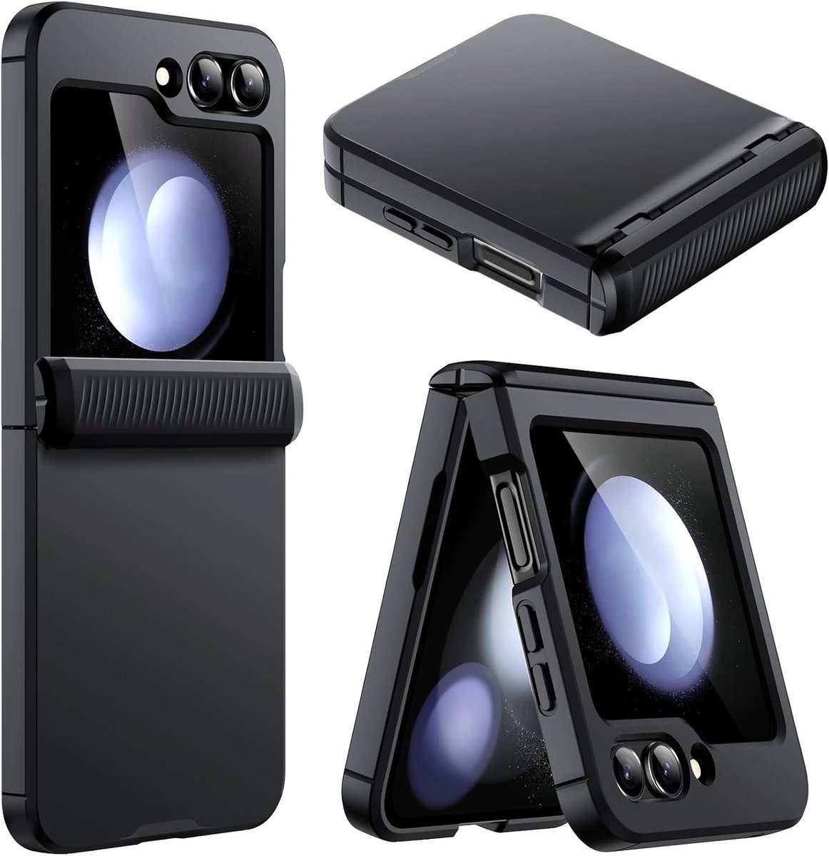 Zware Beschermende Hoes voor Samsung Galaxy Z Flip 5 met Scharnierbescherming en Anti-Vingerafdruk Afwerking, Duurzaam en Stijlvol Design