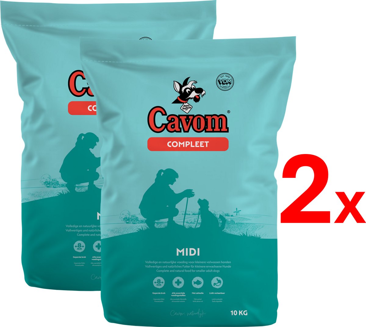 Cavom Cavom compleet Midi - geperste brokken - 2x 10kg - Voordeelverpakking