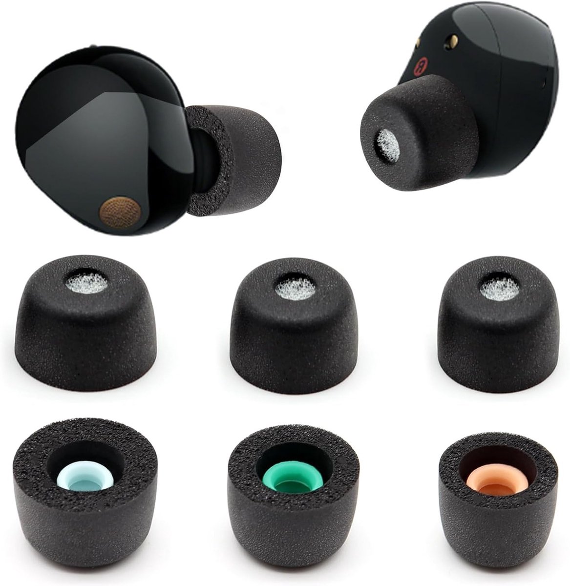 Comfortabele Memory Foam Oordopjes, Vervangende Earplugs voor Draadloze Oordopjes, Ideaal voor WF-1000XM5 en WF-1000XM4, Inclusief Oplaadcase (Matte Afwerking, 3 Pairs, SML)