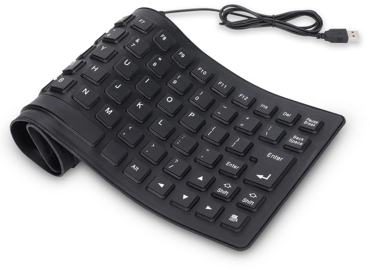 Allecto - Vouwbare Siliconen Toetsenbord - USB Toetsenbord - Stil en Waterdicht - Compact en Draagbaar - Geschikt voor Laptop en PC - Ideaal voor T...