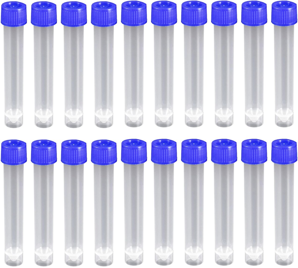 aladdien - Proefbuisjes - Kunststof buisjes - Duurzaam en lekvrij - Blauw deksel - Gegradueerde markeringen - Geschikt voor laboratorium en ziekenhu..