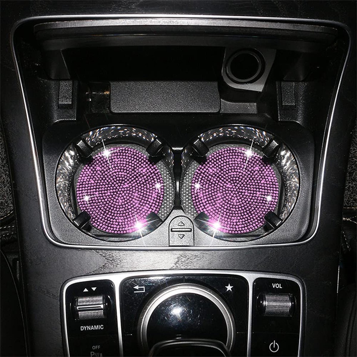 aladdien - Auto Coasters - Bling Crystal - Glitter Rhinestone - Universeel - Cup Houder - Perfect voor elke auto - Set van 2