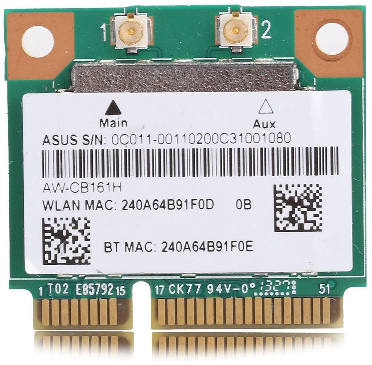 Allecto - Wifi-module - Draadloze netwerkkaart - Mini PCI-E formaat - Bluetooth 4.0 ondersteuning - 433Mbps snelheid - Geschikt voor de meeste lapt...