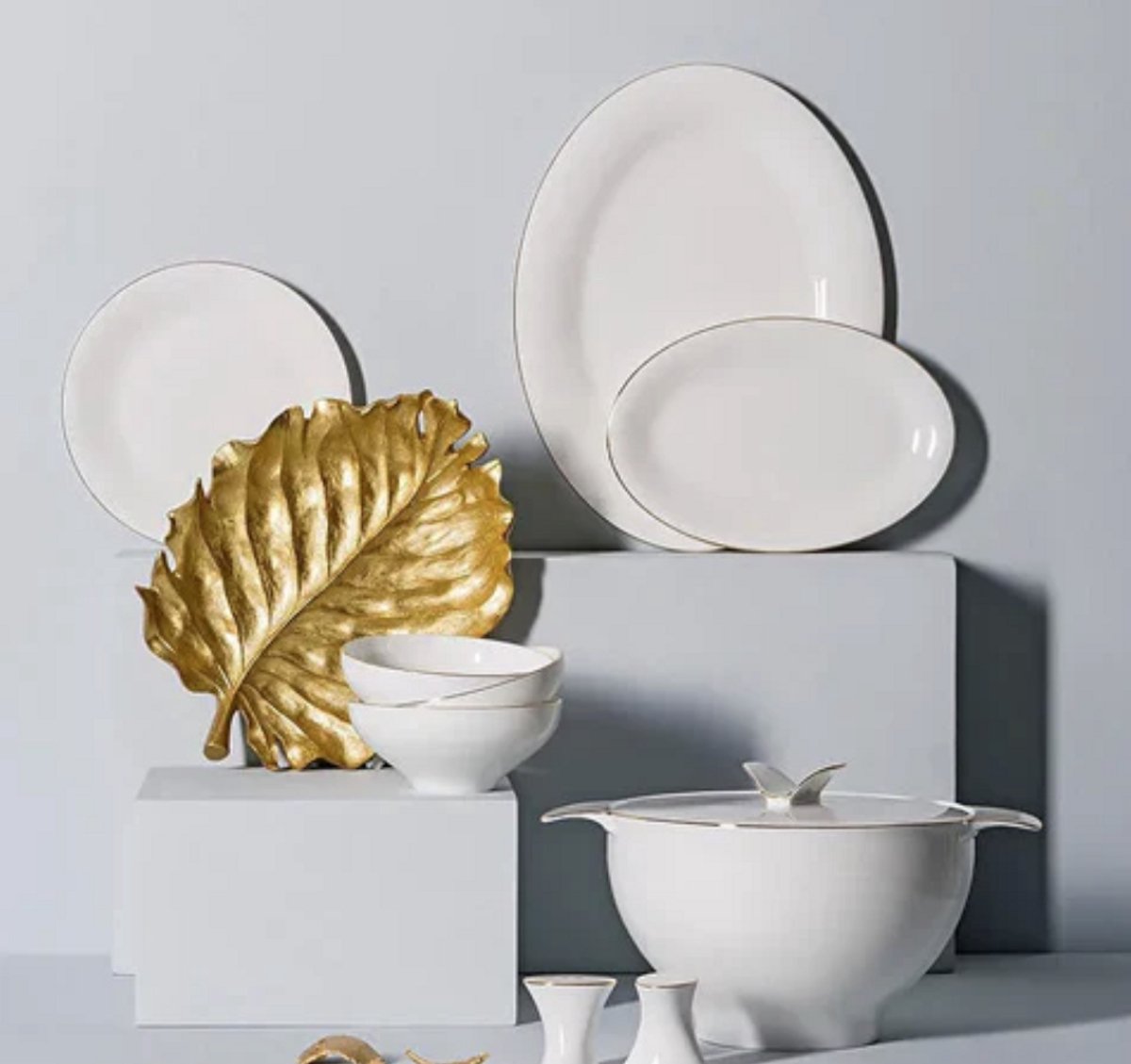 Jumbo Golda Serviesset – 61-delig – 12 Personen – Luxe Porselein – Complete Dinnerset – Incl. Soepterrine & Schalen